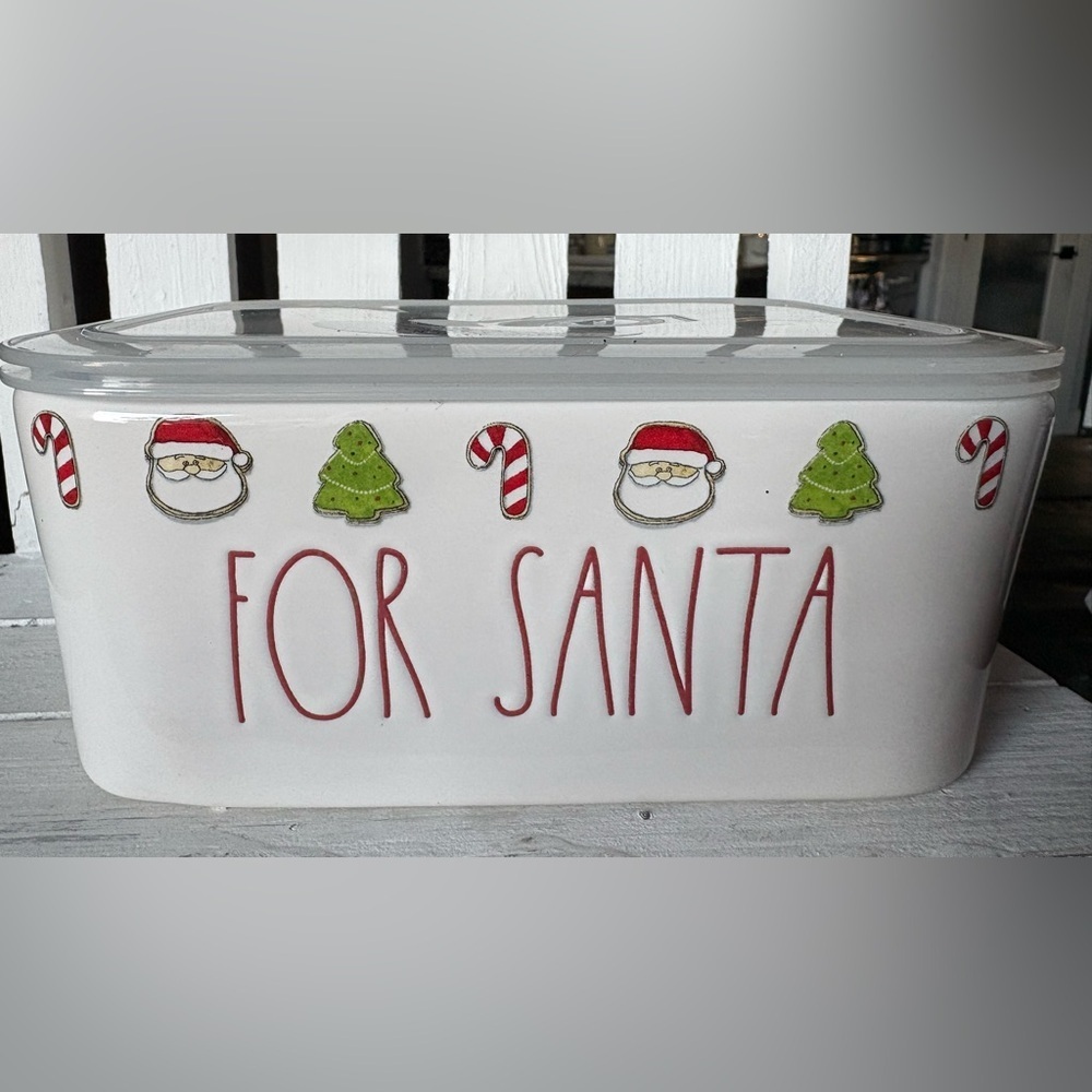Rae Dunn ‘FOR SANTA’ Ceramic Container with Lid